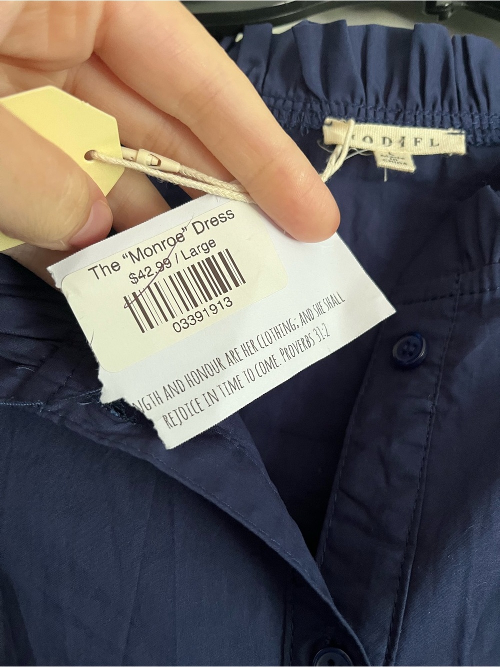 JODIFL Navy Button-Front Ruffle Top - Picture 5 of 6